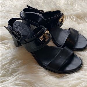 Tory Burch black leather sandals Size 8